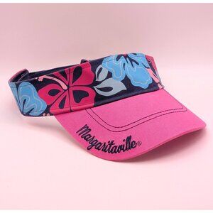 Jimmy Buffet Margaritaville Visor Hat Hawaiian Floral Adjustable Strap Pink Blu